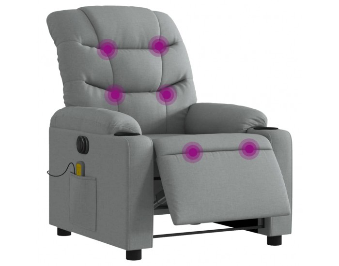 Sonata H Електрически масажен реклайнер стол, светлосив, текстил