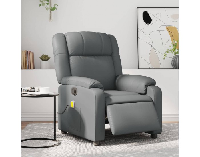 Sonata H Електрически масажен реклайнер стол, сив, изкуствена кожа