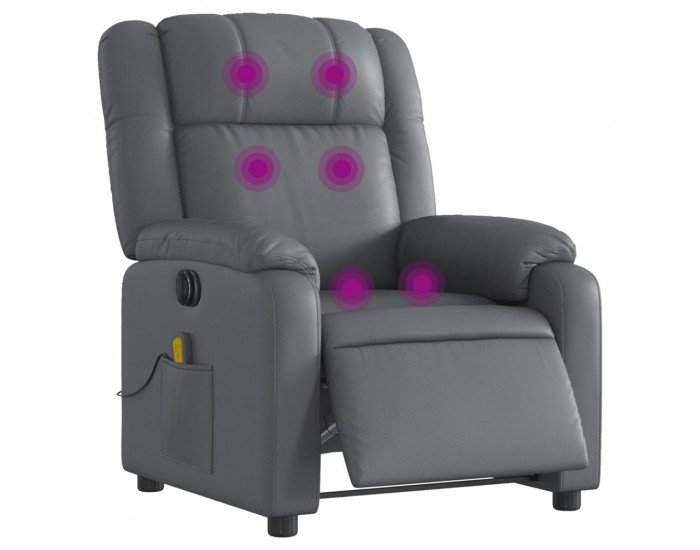 Sonata H Електрически масажен реклайнер стол, сив, изкуствена кожа