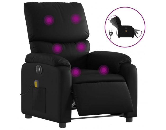 Sonata H Електрически масажен реклайнер стол, черен, изкуствена кожа