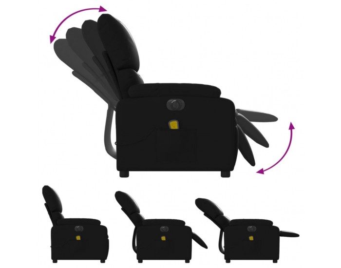 Sonata H Електрически масажен реклайнер стол, черен, изкуствена кожа