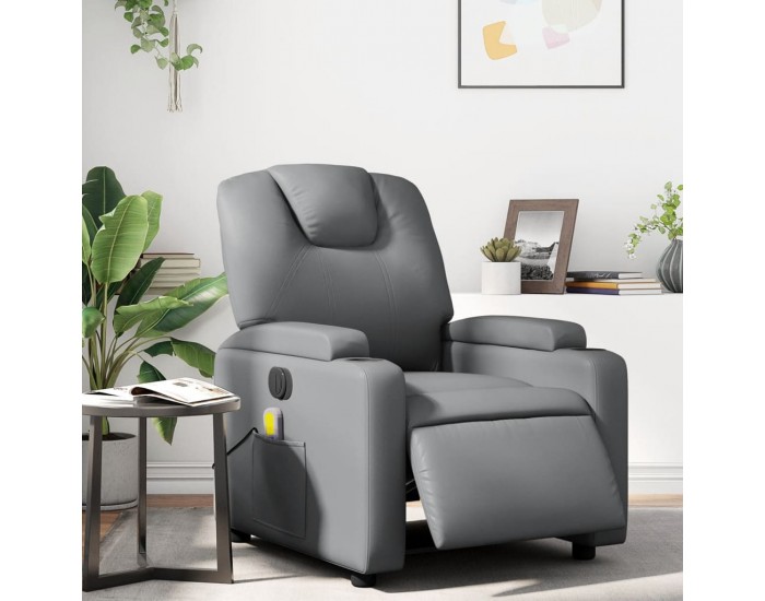 Sonata H Електрически масажен реклайнер стол, сив, изкуствена кожа
