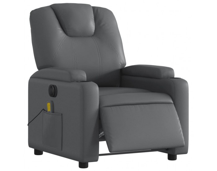 Sonata H Електрически масажен реклайнер стол, сив, изкуствена кожа