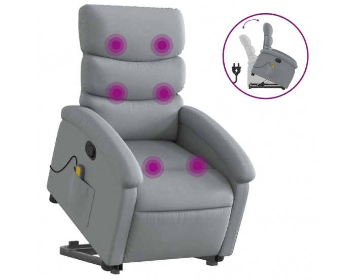 Sonata H Изправящ масажен реклайнер стол, светлосив, текстил