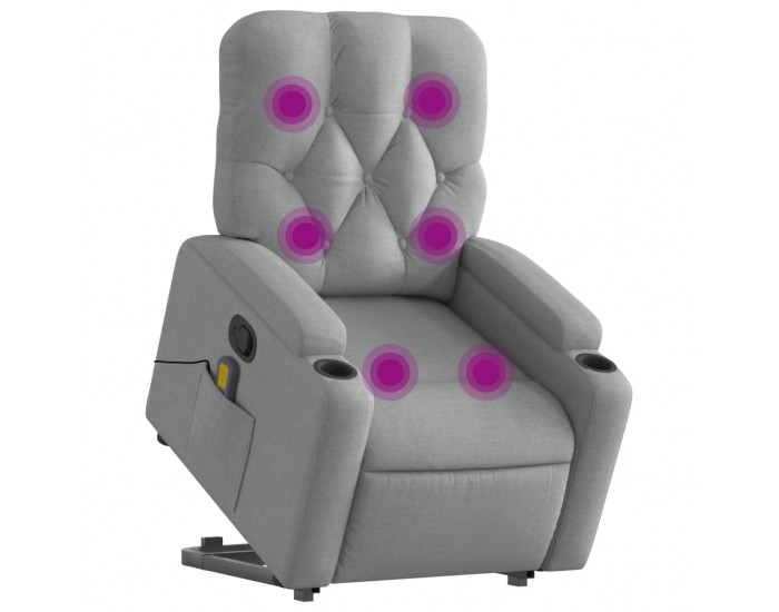 Sonata H Изправящ масажен реклайнер стол, светлосив, текстил