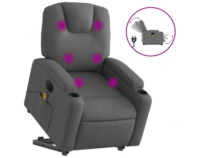 Sonata H Електрически изправящ масажен реклайнер стол тъмносив текстил