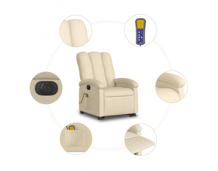 Sonata H Електрически изправящ масажен реклайнер стол кремав текстил