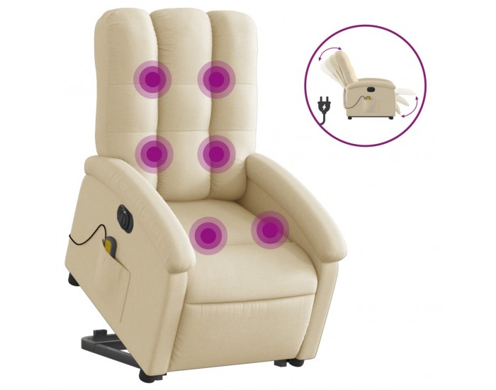 Sonata H Електрически изправящ масажен реклайнер стол кремав текстил