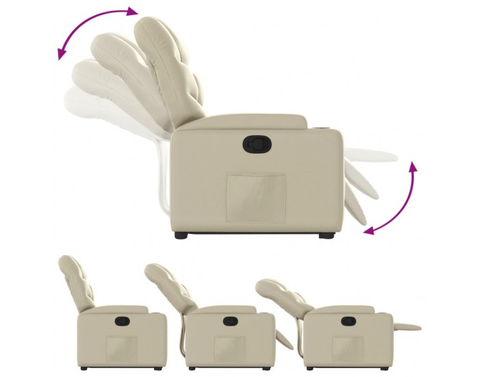 Sonata H Изправящ реклайнер стол, кремав, изкуствена кожа