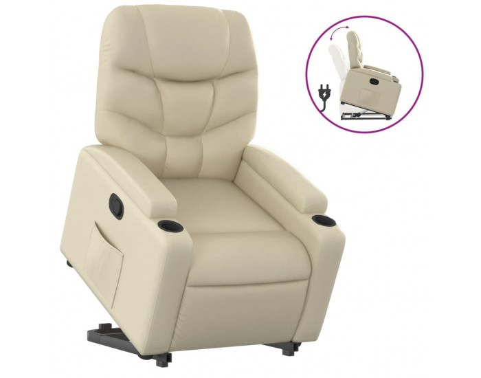 Sonata H Изправящ реклайнер стол, кремав, изкуствена кожа