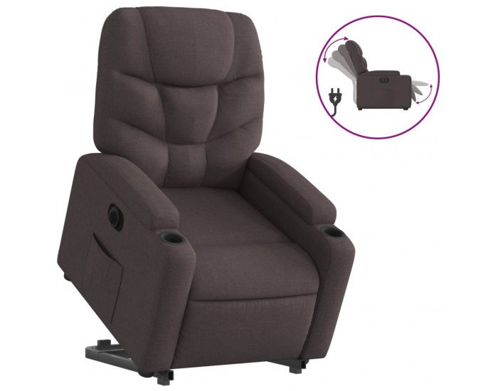 Sonata H Електрически изправящ реклайнер стол, тъмнокафяв, текстил