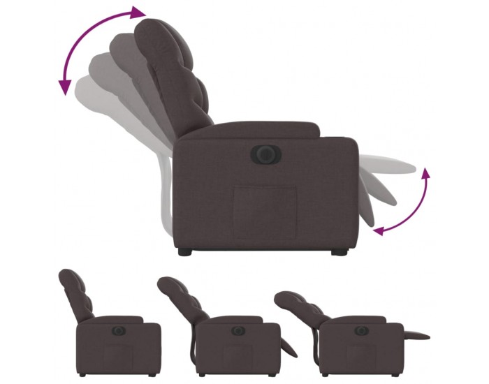 Sonata H Електрически изправящ реклайнер стол, тъмнокафяв, текстил