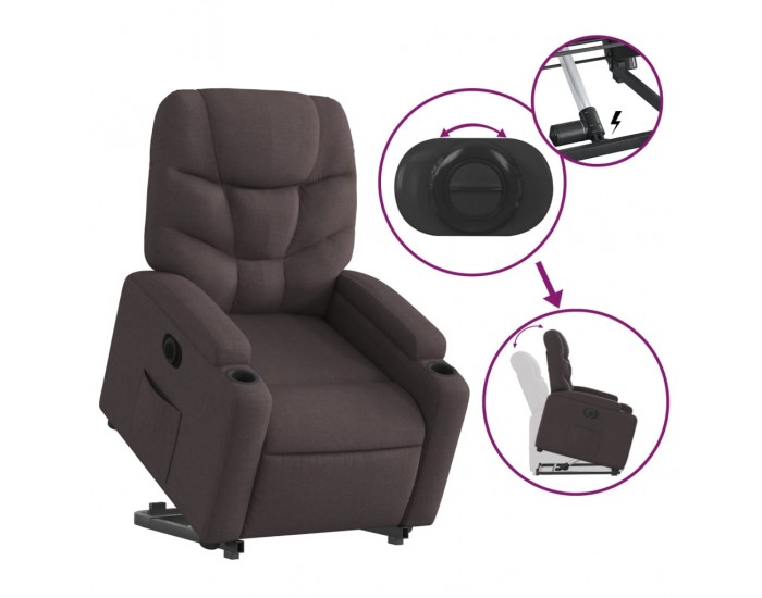 Sonata H Електрически изправящ реклайнер стол, тъмнокафяв, текстил