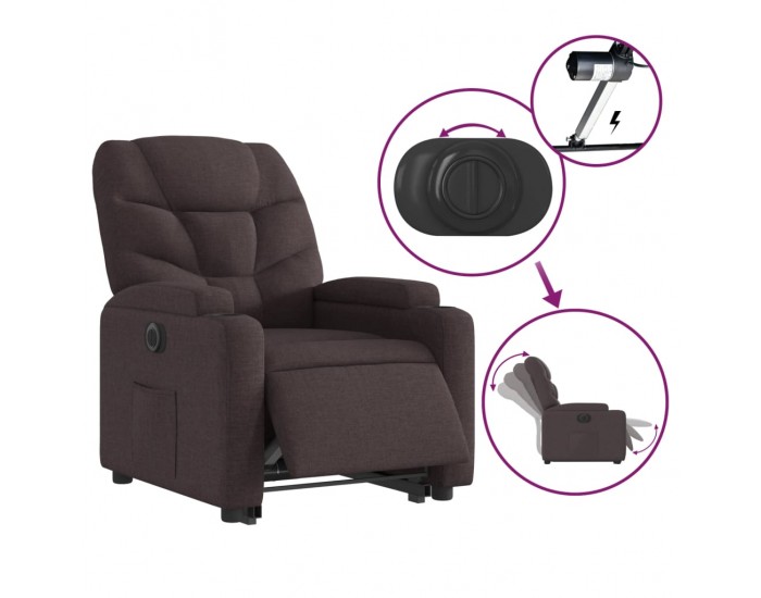 Sonata H Електрически изправящ реклайнер стол, тъмнокафяв, текстил