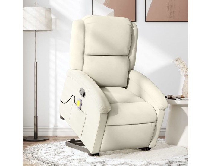 Sonata H Изправящ масажен реклайнер стол, кремава, кадифе