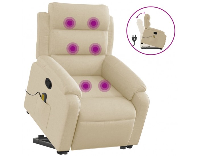 Sonata H Изправящ масажен реклайнер стол, кремав, текстил