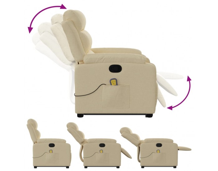 Sonata H Изправящ масажен реклайнер стол, кремав, текстил