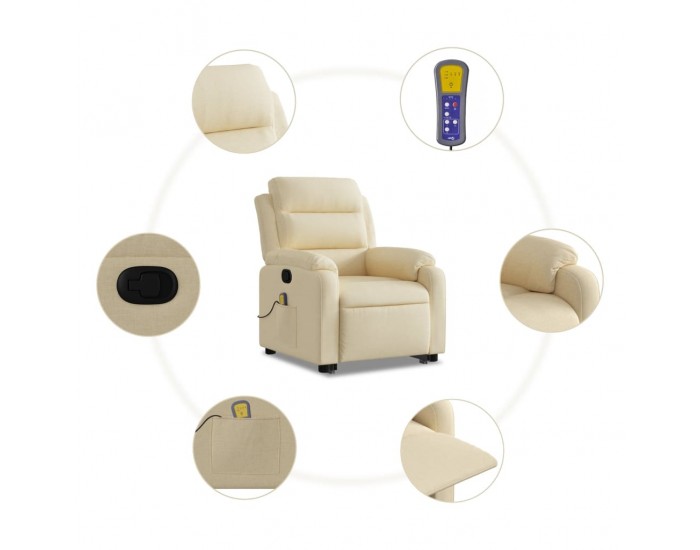 Sonata H Изправящ масажен реклайнер стол, кремав, текстил