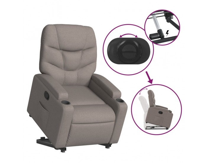 Sonata H Изправящ реклайнер стол, таупе, текстил