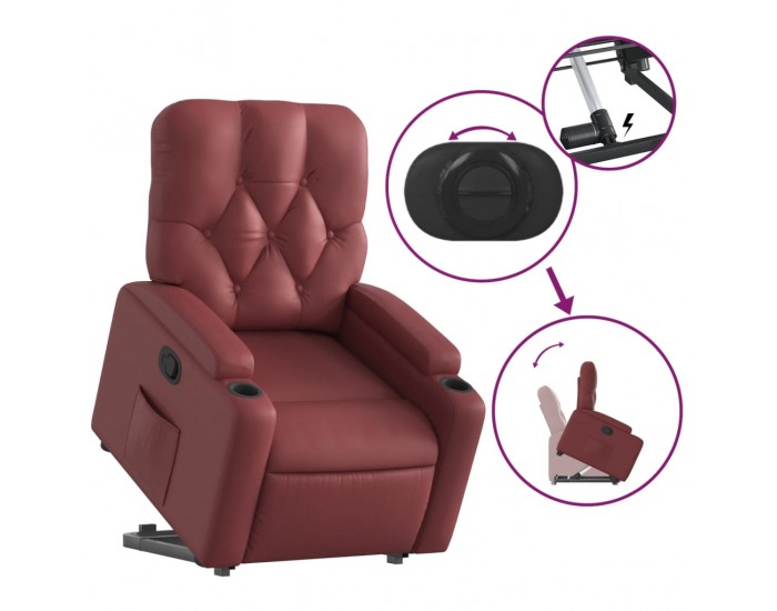 Sonata H Изправящ реклайнер стол, виненочервен, изкуствена кожа