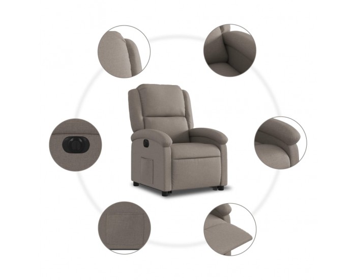 Sonata H Електрически изправящ реклайнер стол, таупе, текстил