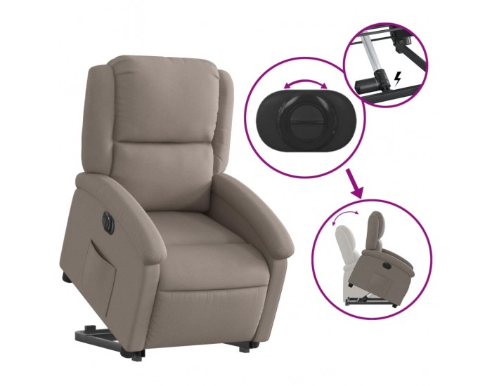 Sonata H Електрически изправящ реклайнер стол, таупе, текстил