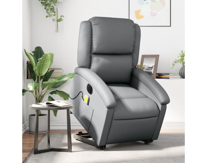 Sonata H Електрически изправящ масажен реклайнер стол, сив, еко кожа