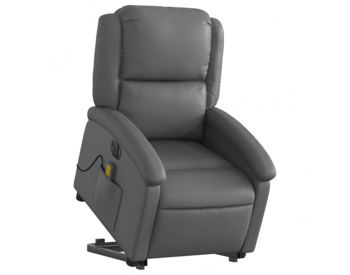 Sonata H Електрически изправящ масажен реклайнер стол, сив, еко кожа