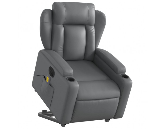 Sonata H Електрически изправящ масажен реклайнер стол, сив, еко кожа