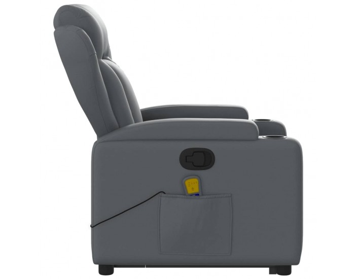 Sonata H Изправящ масажен реклайнер стол, сива, изкуствена кожа