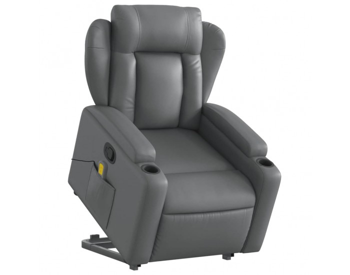 Sonata H Изправящ масажен реклайнер стол, сива, изкуствена кожа