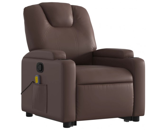 Sonata H Изправящ масажен реклайнер стол, кафяв, изкуствена кожа