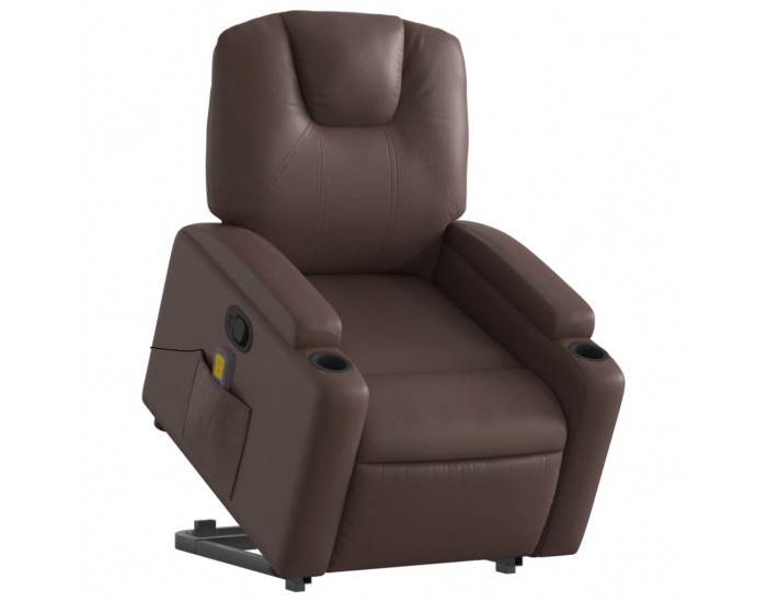 Sonata H Изправящ масажен реклайнер стол, кафяв, изкуствена кожа