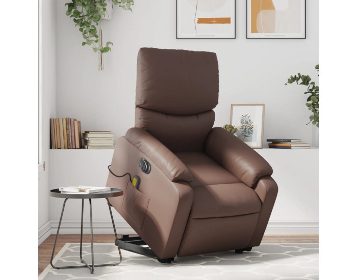 Sonata H Електрически изправящ масажен реклайнер стол, кафяв, еко кожа