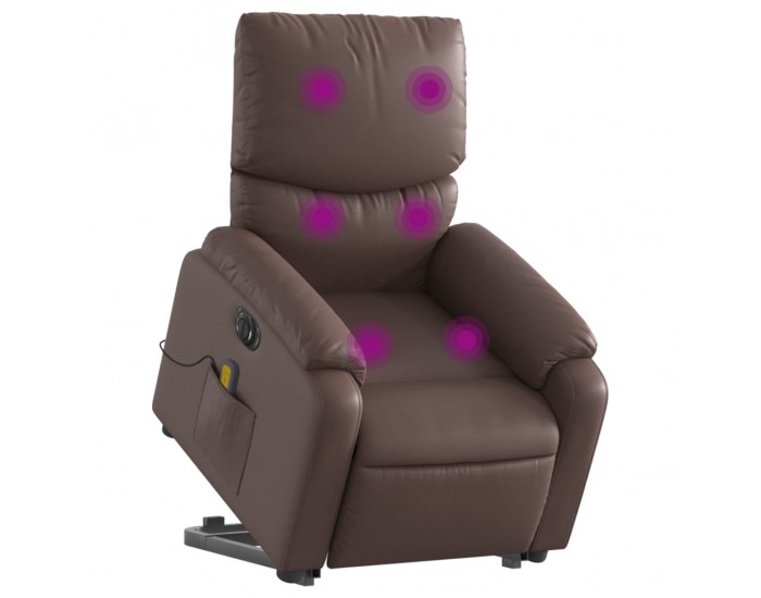 Sonata H Електрически изправящ масажен реклайнер стол, кафяв, еко кожа