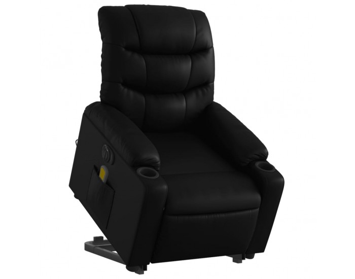 Sonata H Електрически изправящ масажен реклайнер стол, черен, еко кожа