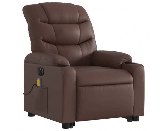 Sonata H Електрически изправящ масажен реклайнер стол, кафяв, еко кожа