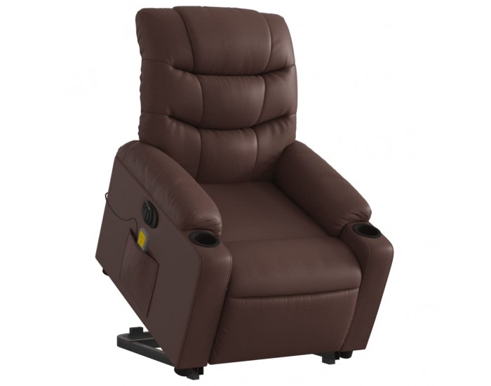 Sonata H Електрически изправящ масажен реклайнер стол, кафяв, еко кожа