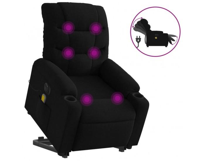 Sonata H Електрически изправящ масажен реклайнер стол черен текстил