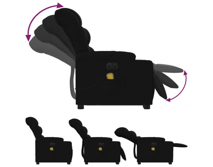 Sonata H Електрически изправящ масажен реклайнер стол черен текстил