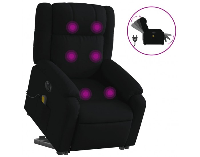 Sonata H Електрически изправящ масажен реклайнер стол черен текстил