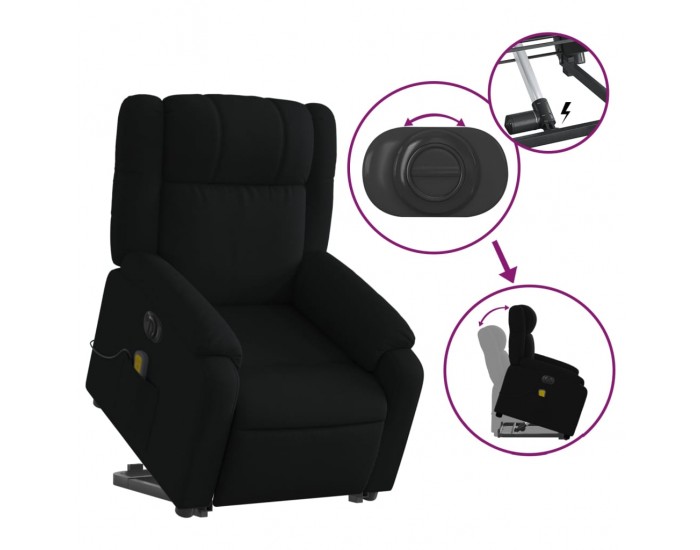 Sonata H Електрически изправящ масажен реклайнер стол черен текстил