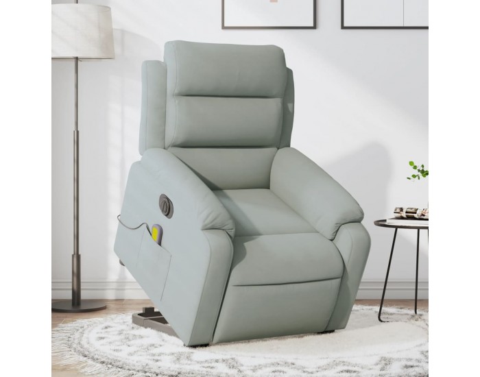 Sonata H Електрически изправящ масажен реклайнер стол, светлосив, кадифе