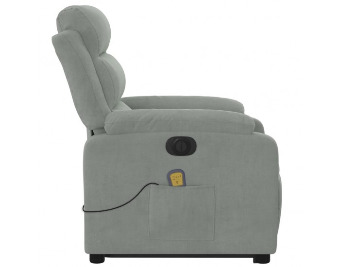 Sonata H Електрически изправящ масажен реклайнер стол, светлосив, кадифе