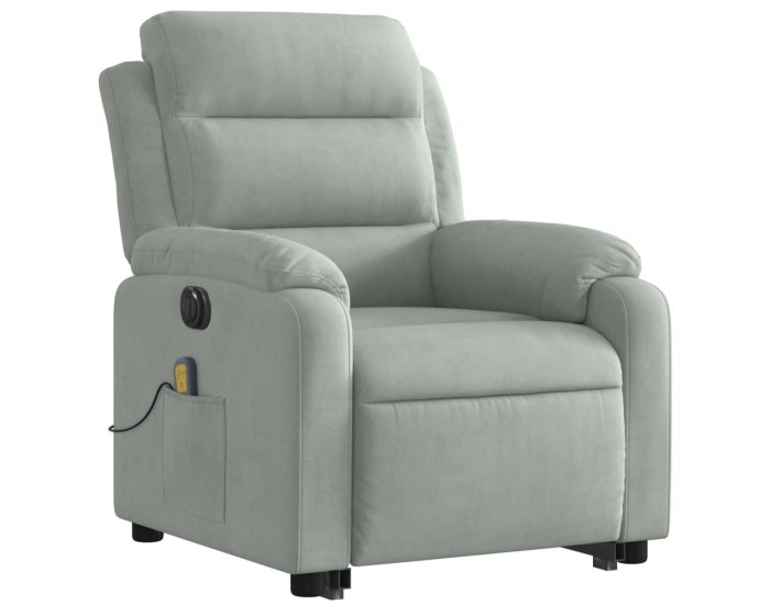 Sonata H Електрически изправящ масажен реклайнер стол, светлосив, кадифе