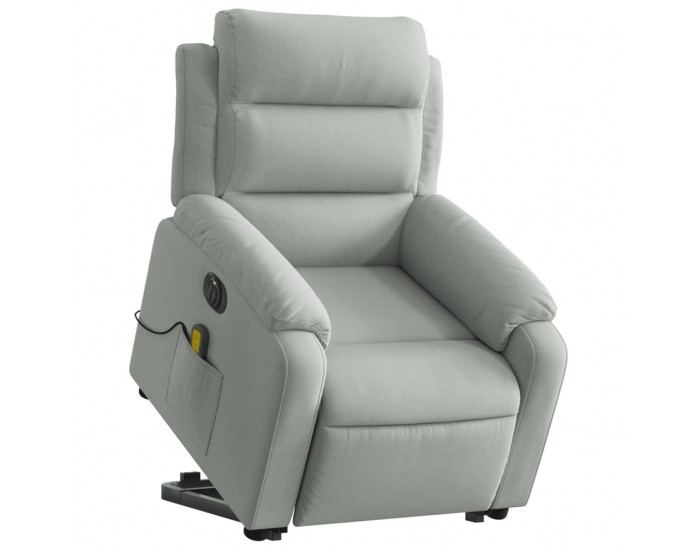 Sonata H Електрически изправящ масажен реклайнер стол, светлосив, кадифе