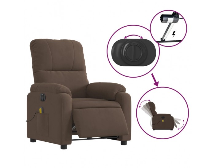 Sonata H Електрически изправящ масажен реклайнер, кафяв, микрофибър