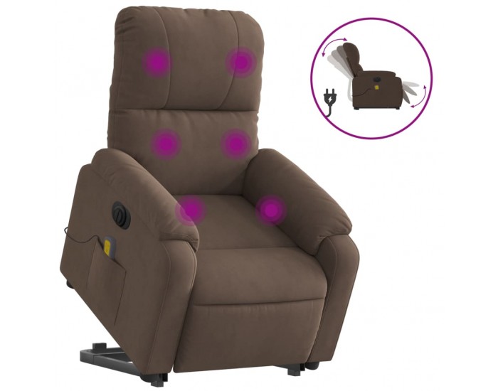 Sonata H Електрически изправящ масажен реклайнер, кафяв, микрофибър