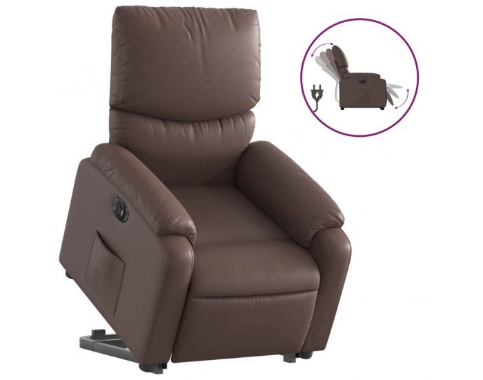 Sonata H Електрически изправящ реклайнер стол, кафяв, изкуствена кожа