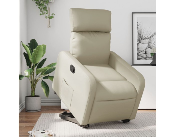 Sonata H Изправящ реклайнер стол, кремав, изкуствена кожа